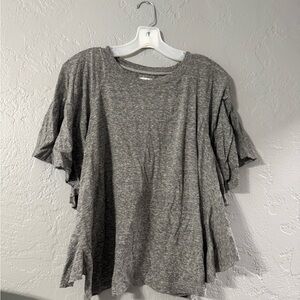 Gray Ruffle Sleeve Women's Top